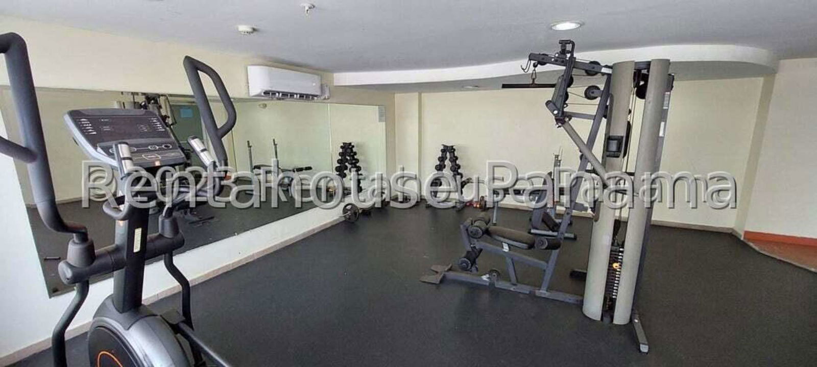 Modern fitness center with equipment in Splendor by The Park Panama