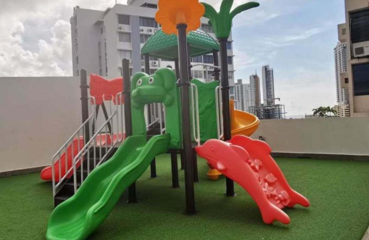 Colorful kids playground in PH Torre Delta residential complex Vista Hermosa Panama