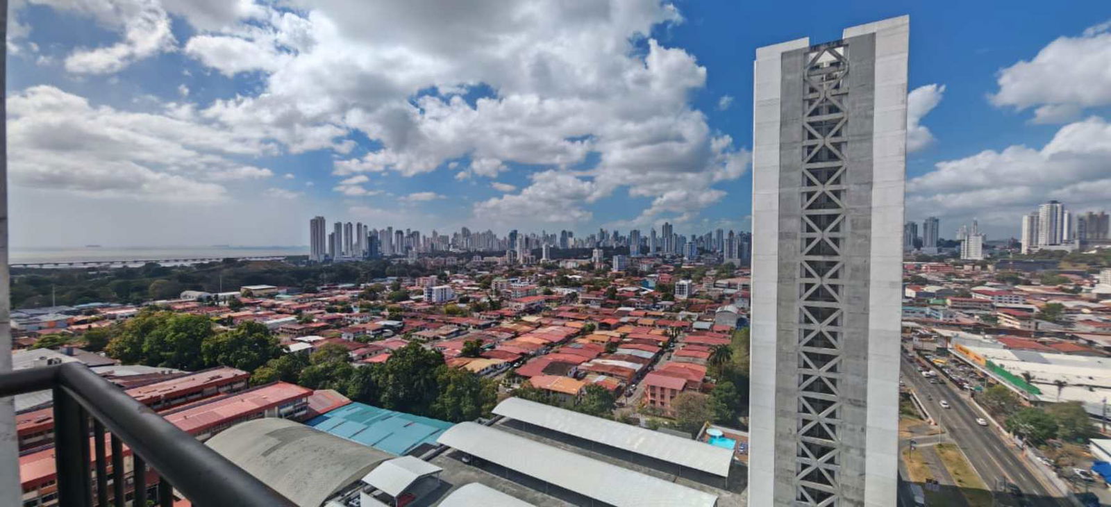 Private balcony panoramic city skyline view PH Lefevre 75 Parque Lefevre Panama City