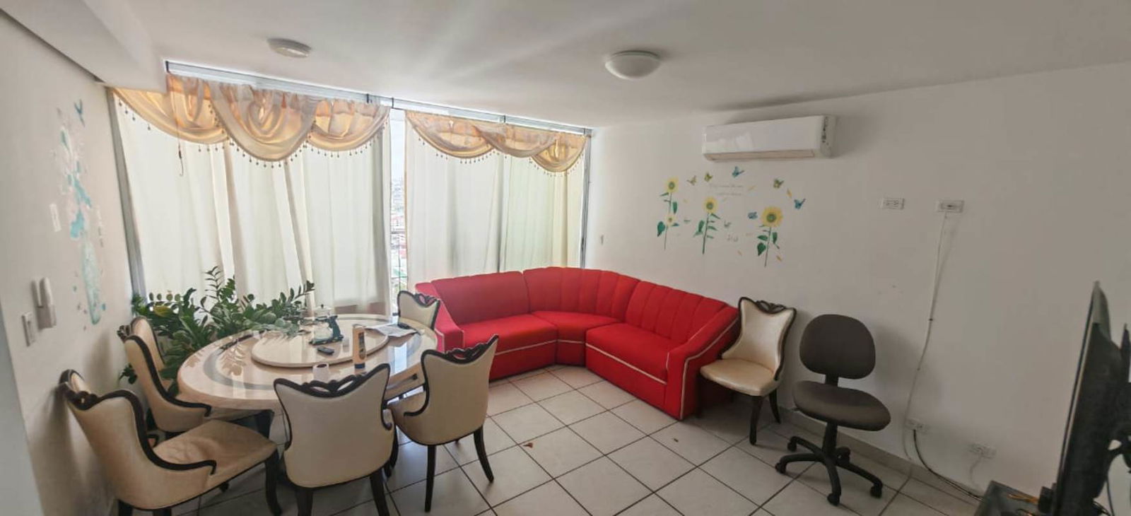 Living room balcony tile flooring split AC PH Lefevre 75 Parque Lefevre Panama apartment