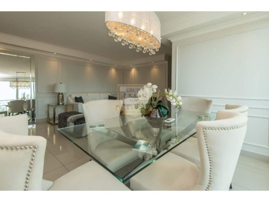 Remodeled kitchen with granite countertops, wood cabinets in PH Portofino San Francisco Panama