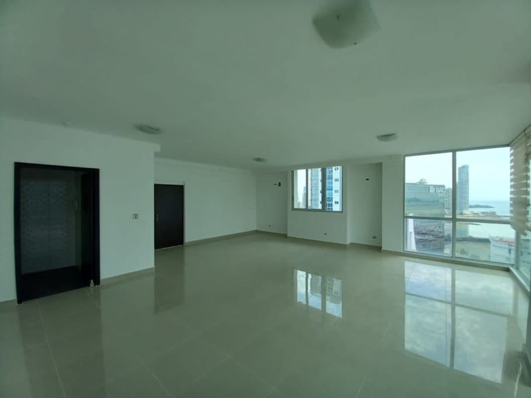 Balcony view apartment PH Bell View Tower overlooking Pacific Ocean Panama Skyline foreclosed condo sale