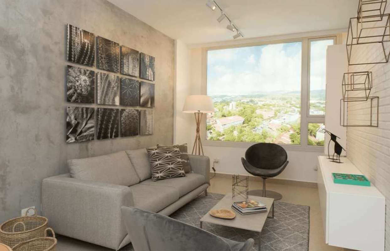 Modern living room large windows city views PH URBAN El Cangrejo Panama City