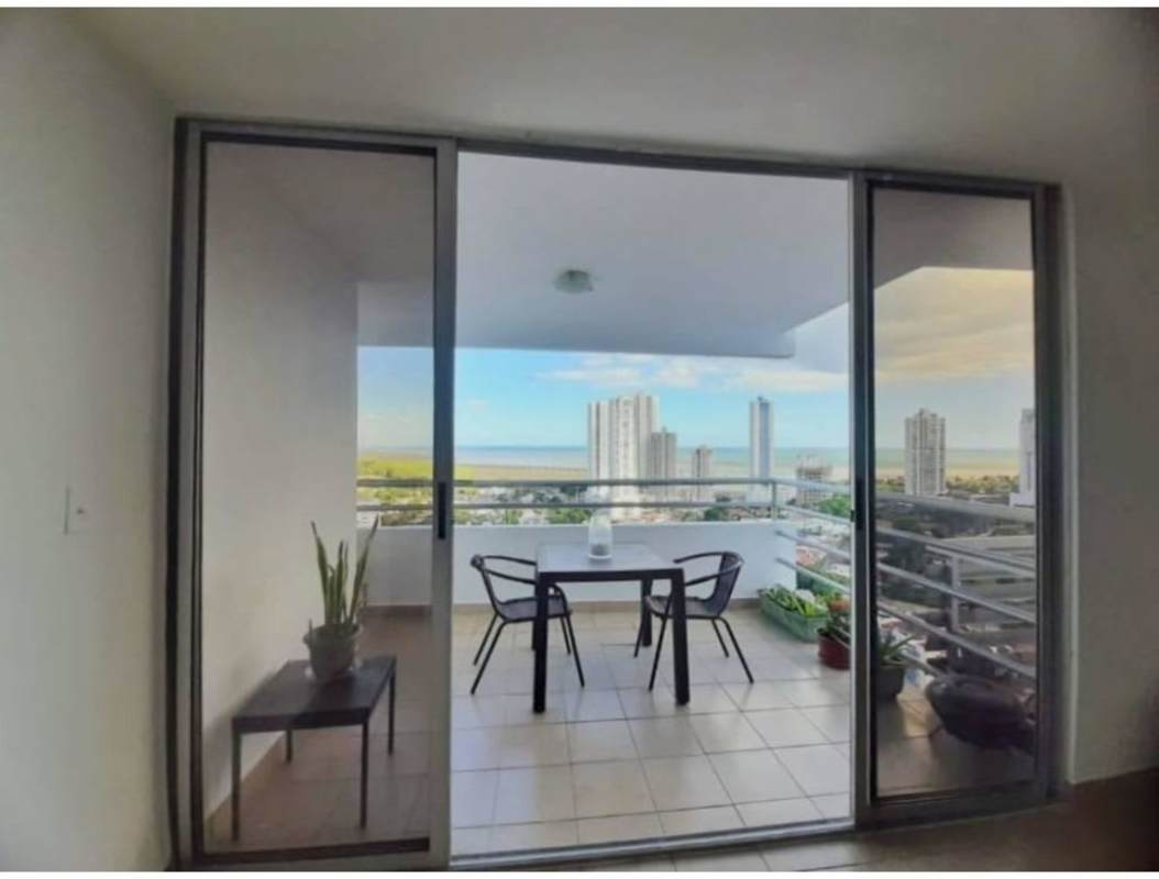 Bathroom with granite double vanity, tiled shower PH Lefevre penthouse Panama City