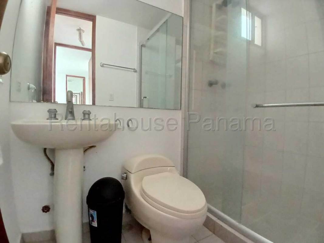 Balcony with city skyline view in San Francisco district PH Terramar, Panama City