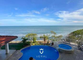 Private infinity pool, jacuzzi, sun deck with Pacific Ocean view at beachfront villa in Coronado Panama