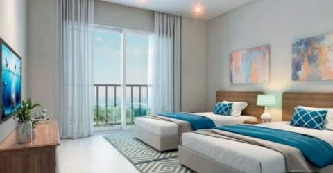 Contemporary open kitchen, dining, and living space with ocean view Bijao Beach Club Panama