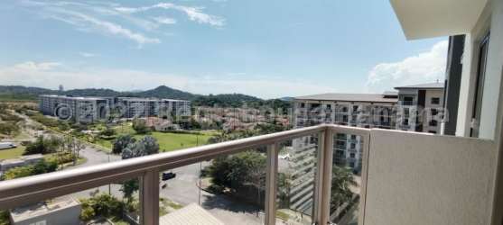 Minimalist bedroom with air conditioning, window blinds in Panama Pacifico apartment rental