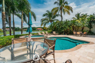 Elegant furnished living room with garden views in lakefront villa Buenaventura Panama