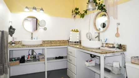 Gourmet kitchen with stone countertops, stainless appliances, beach villa Santa Clara Panama