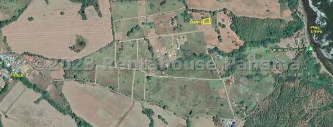 Highlighted aerial view of rural property near river Pedasi Panama