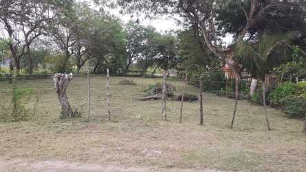 Second-row fenced beach lot with surrounding trees and natural fence near surfing Playa Malibu Gorgona Panama