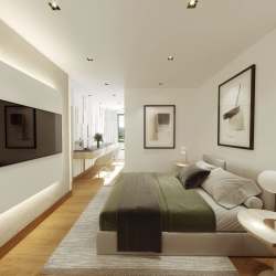 Open plan living dining and kitchen area in PH Explora modern condo Panama