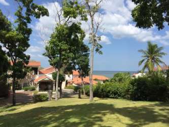 Expansive terrace with Pacific Ocean view at Punta Barco luxury beachfront villa estate