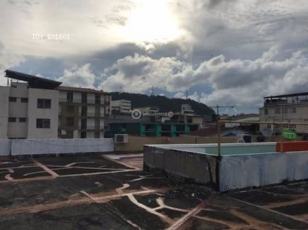Flat rooftop area overlooking downtown Panama City from colonial building in Casco Viejo